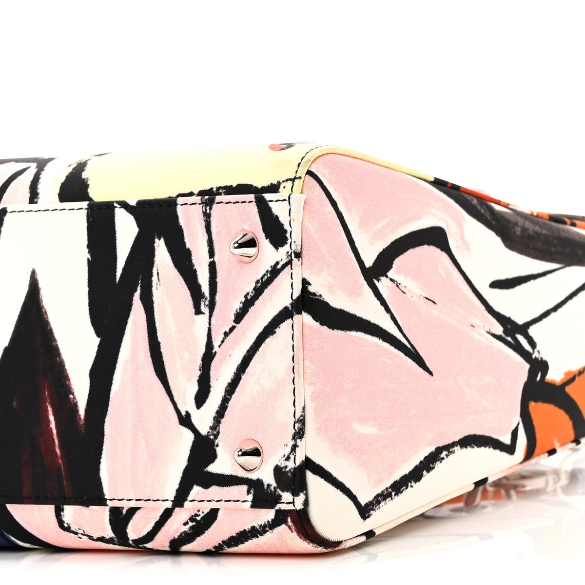 Canvas Graffiti Floral Printed Medium Lady Dior Multicolor