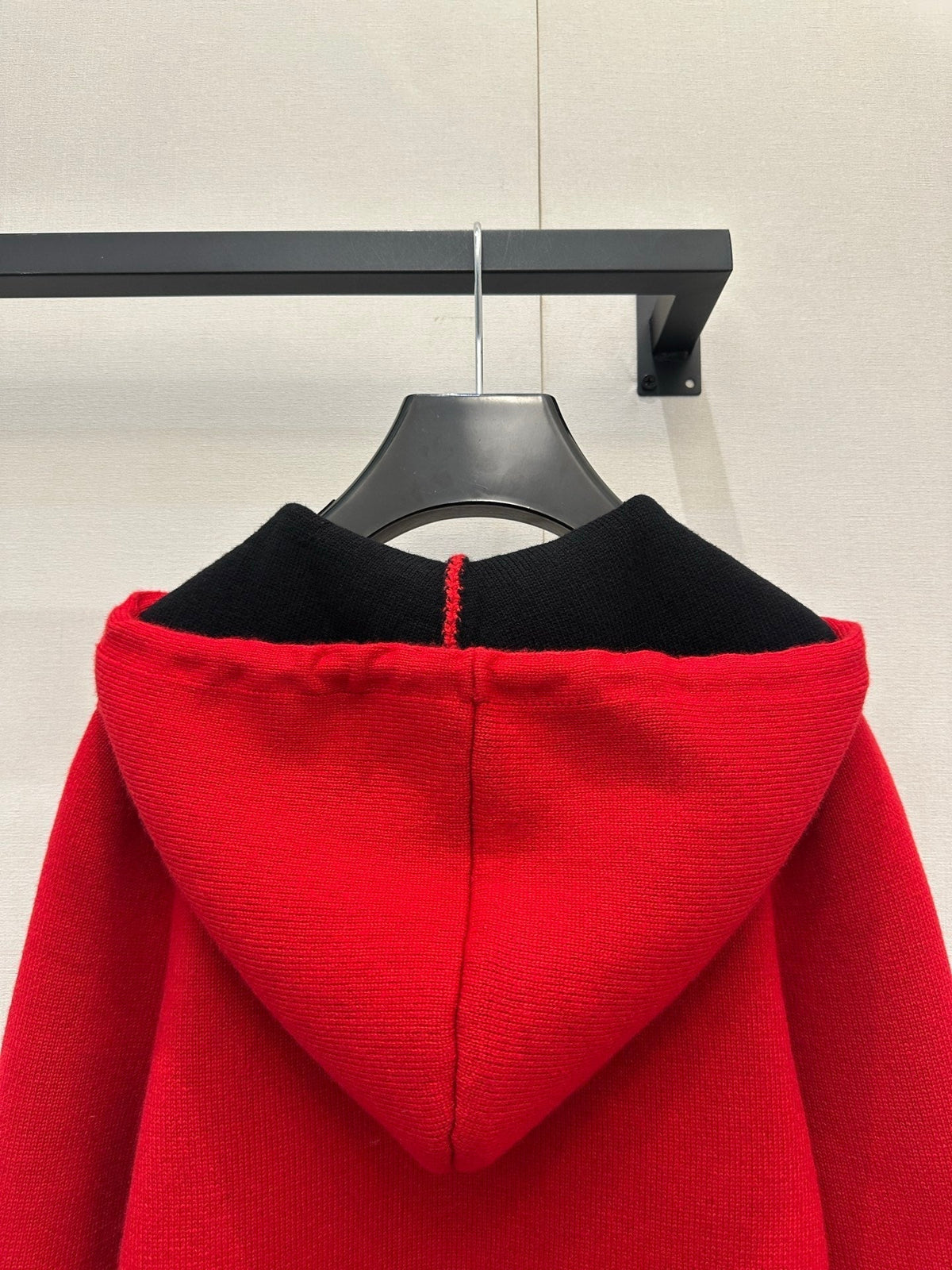 Celin Embroidered Hooded Sweater Red Wool 346089