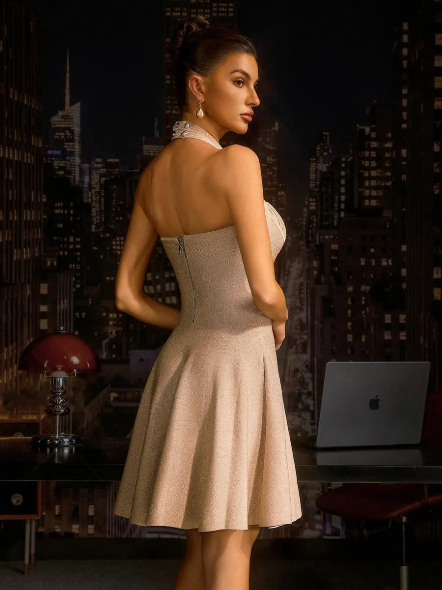 Amaya Halterneck Knitted Mini Dress