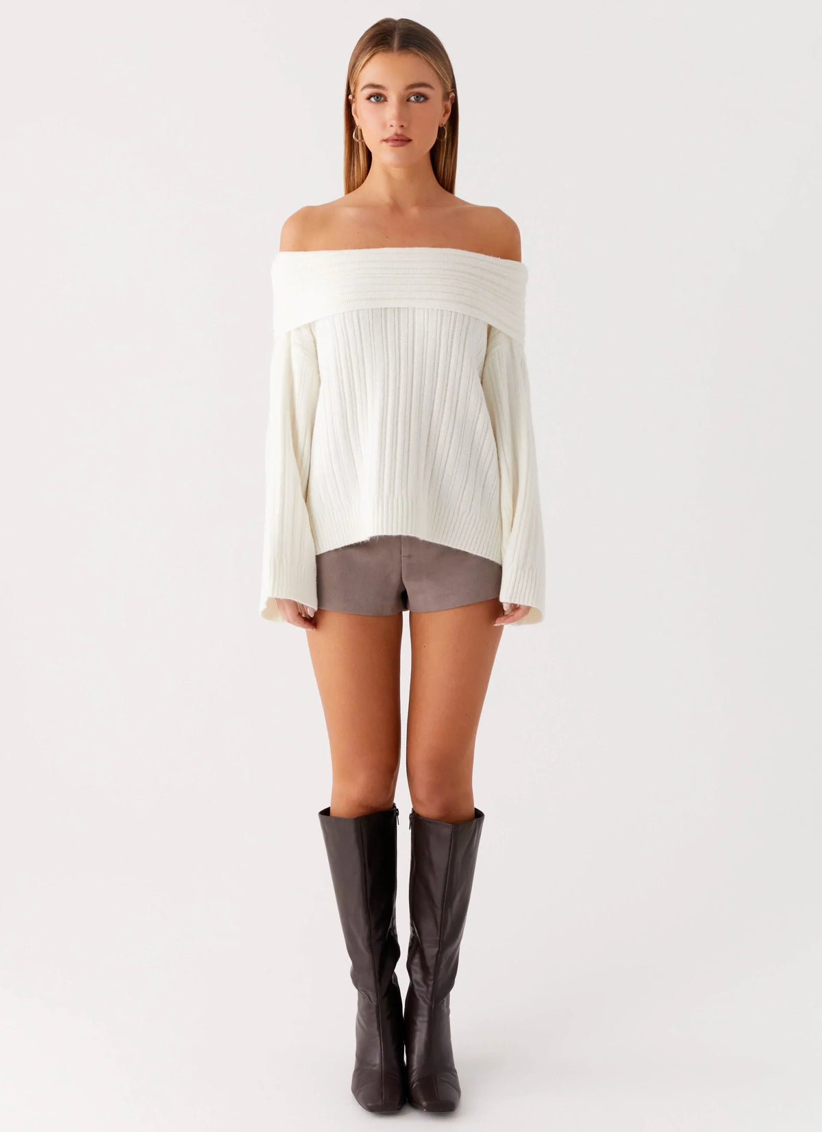 Federica Off Shoulder Knit - White
