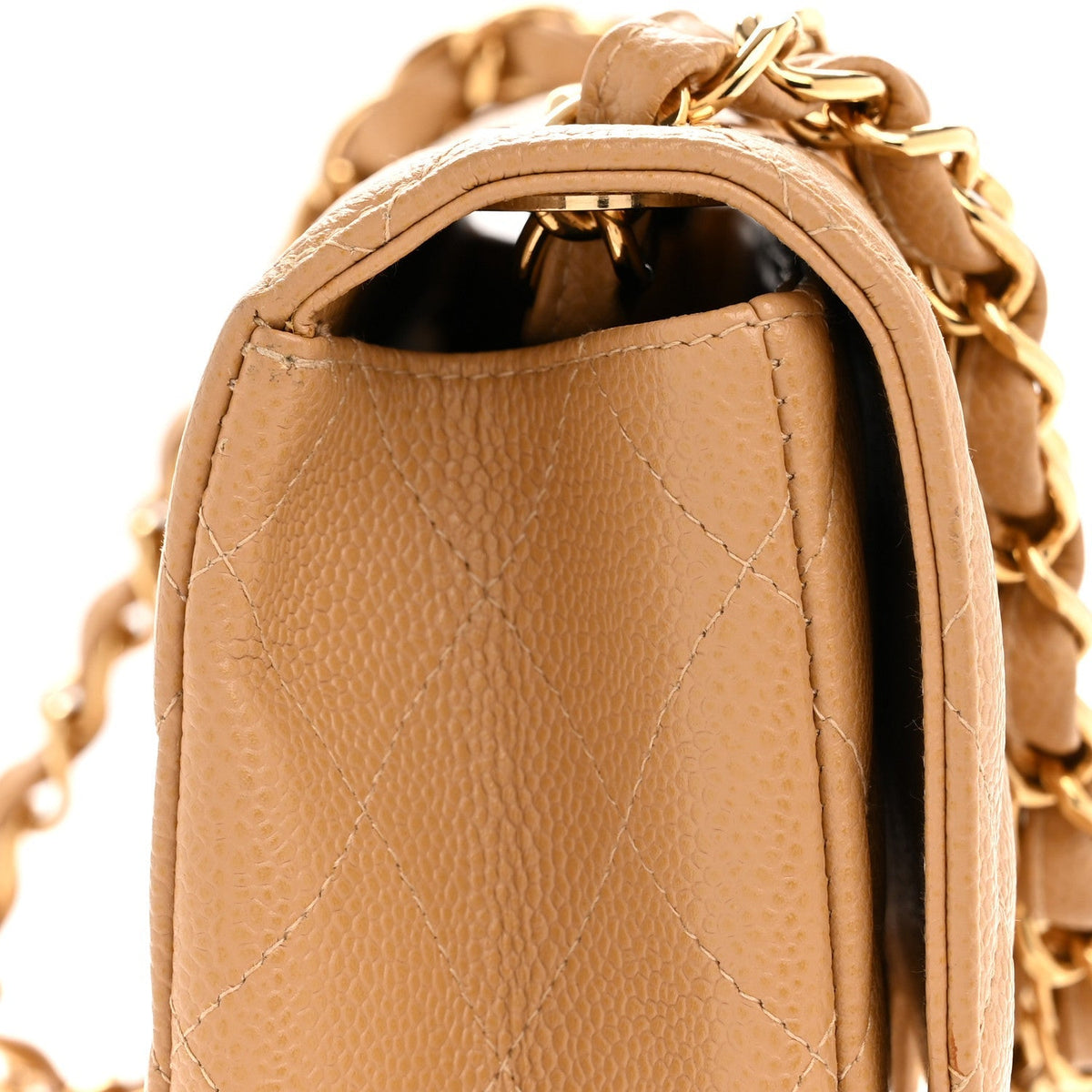 Caviar Quilted XL Jumbo Single Flap Beige