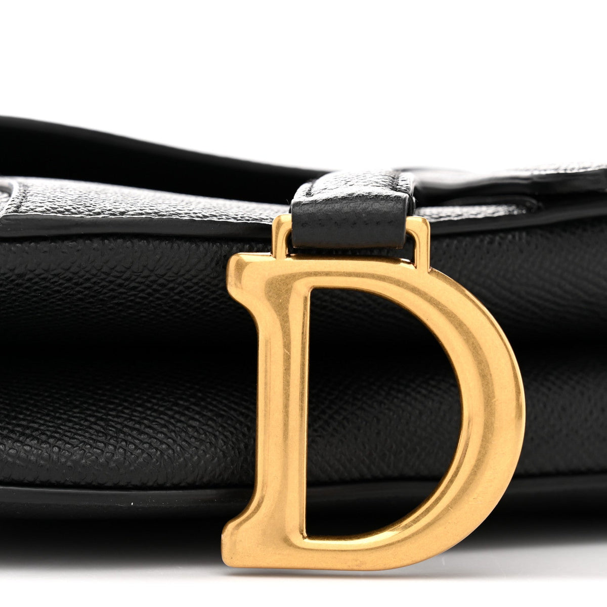 Grained Calfskin Mini Saddle Bag Black
