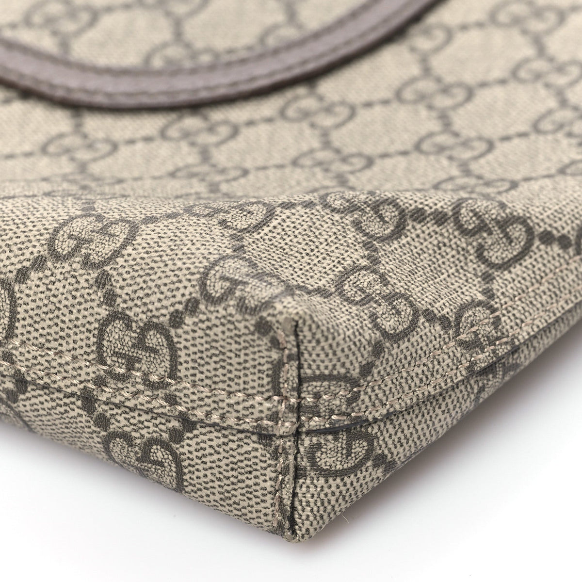 GG Supreme Monogram Web Ophidia Vertical Front Pocket Shopping Tote Brown