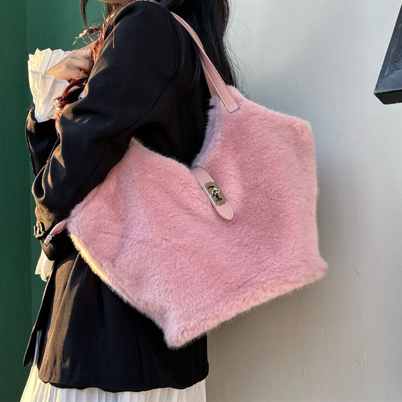 Vintage Fuzzy Large Capacity Commuter Tote Bag
