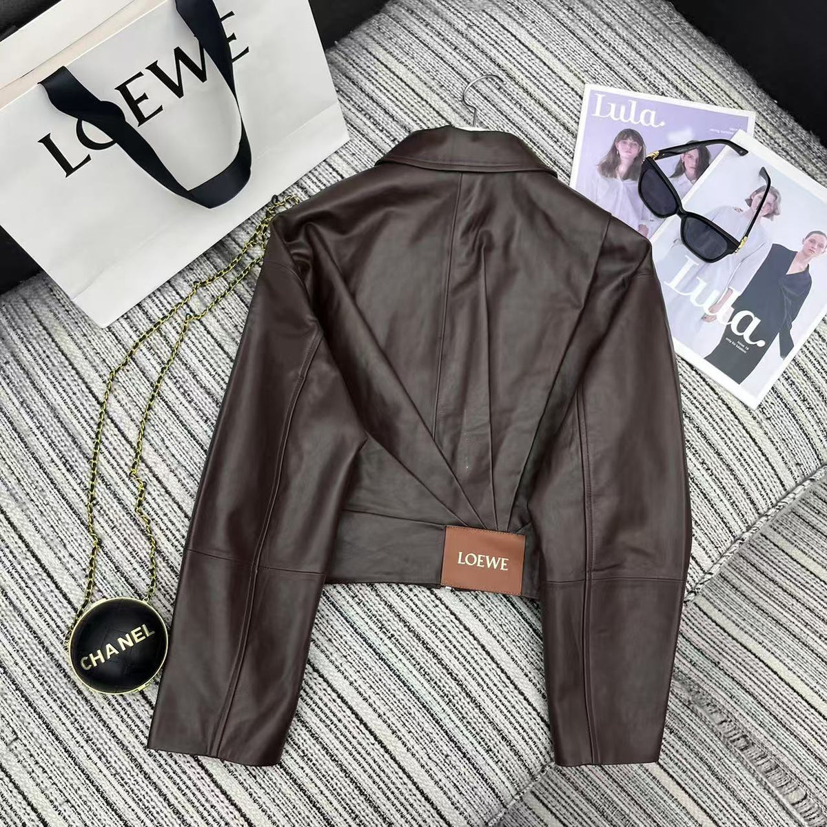 Loewe Draped Jacket Brown Nappa Lambskin 348576
