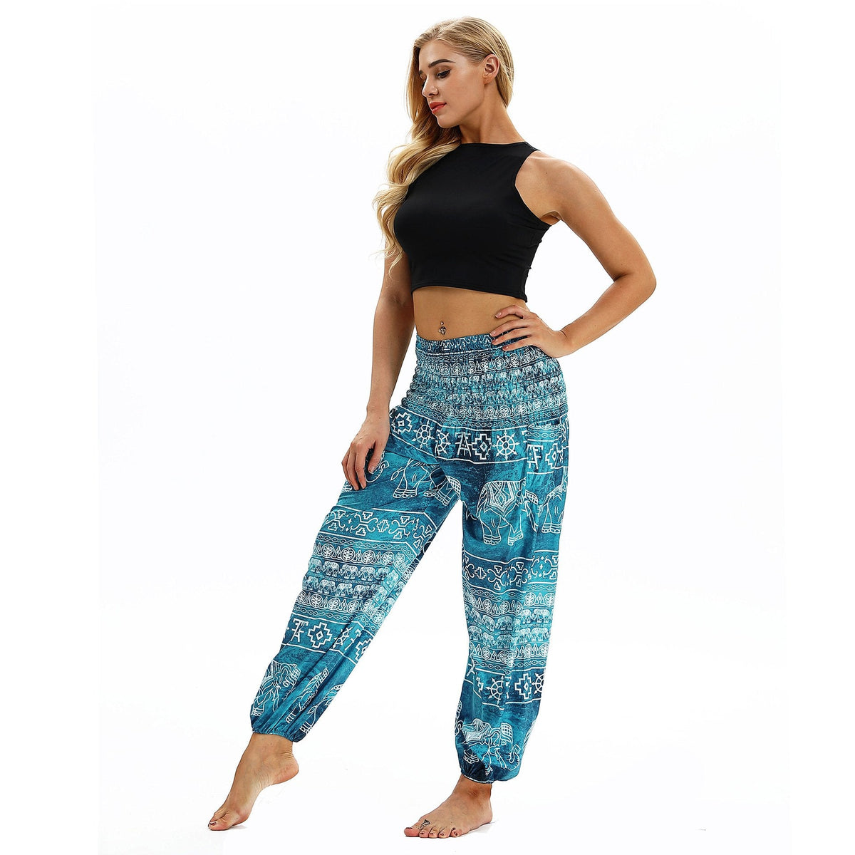 Belly Dance Sports Loose Wide-Legged Pants Travel Yoga Pants Casual Lantern Pants.