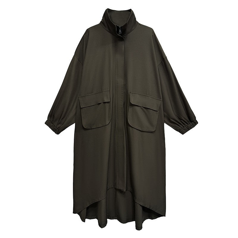 Turtleneck Solid Color Long Coat