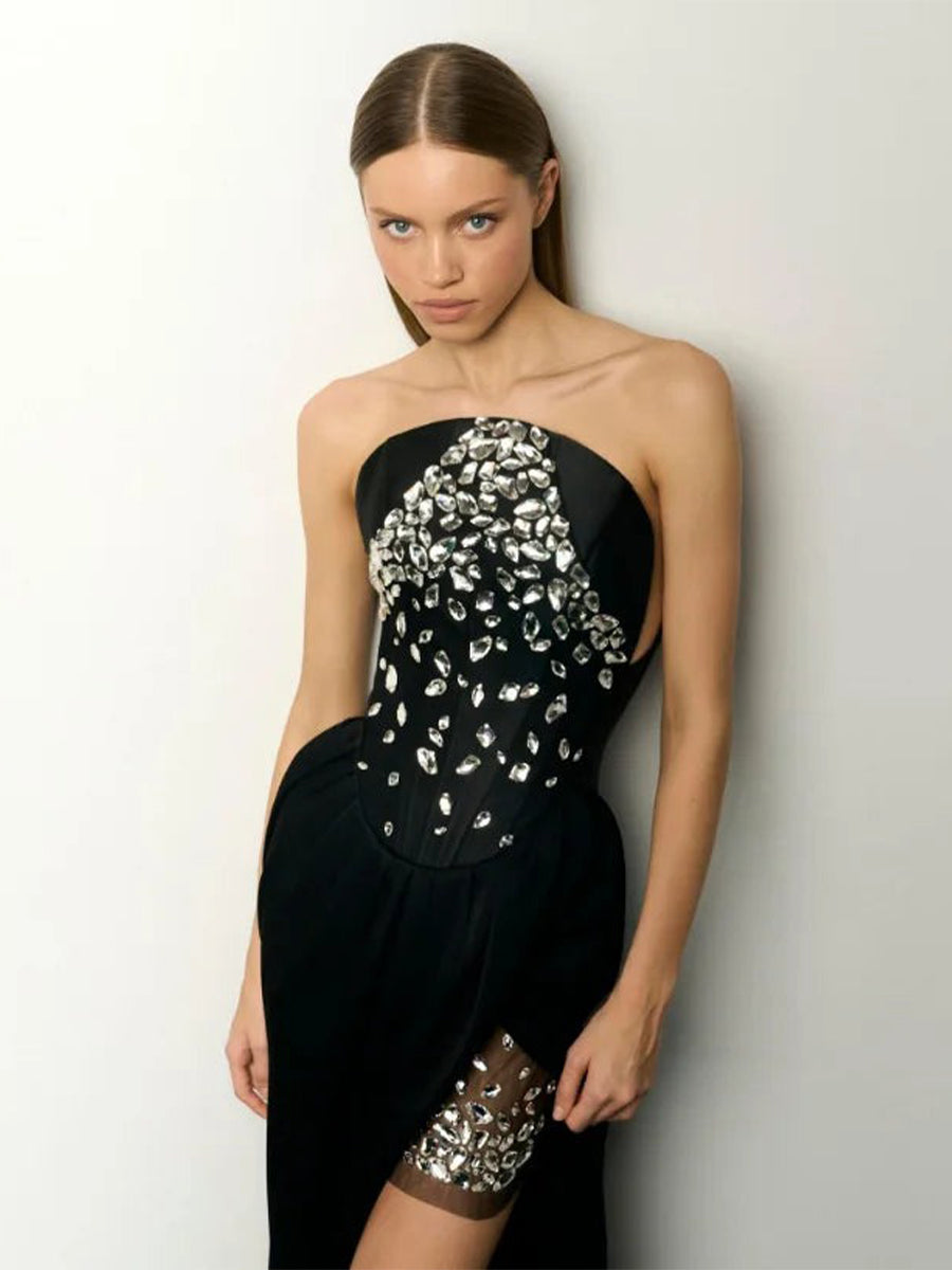 Rosamund Crystal Bodycon Elegant Maxi Dress
