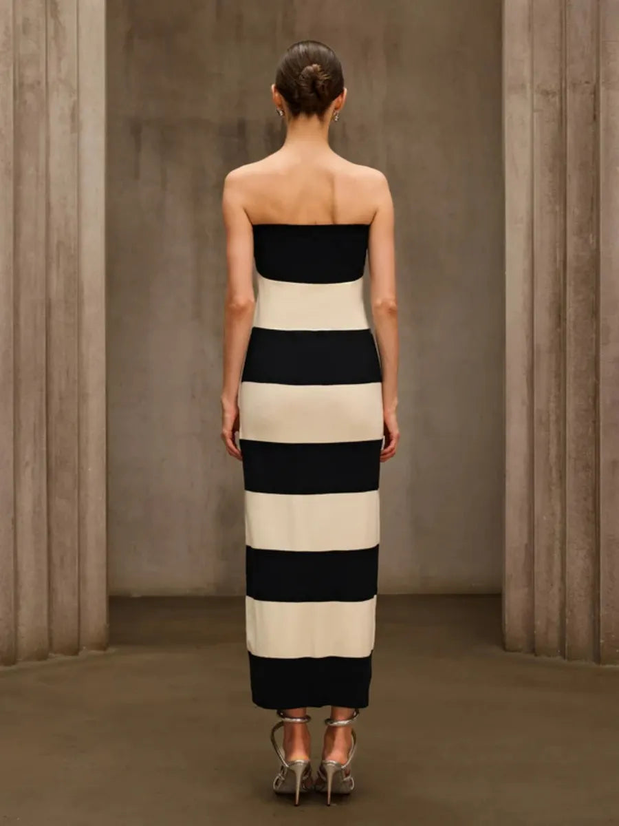 Chloe Strapless Striped Knit Maxi Dress