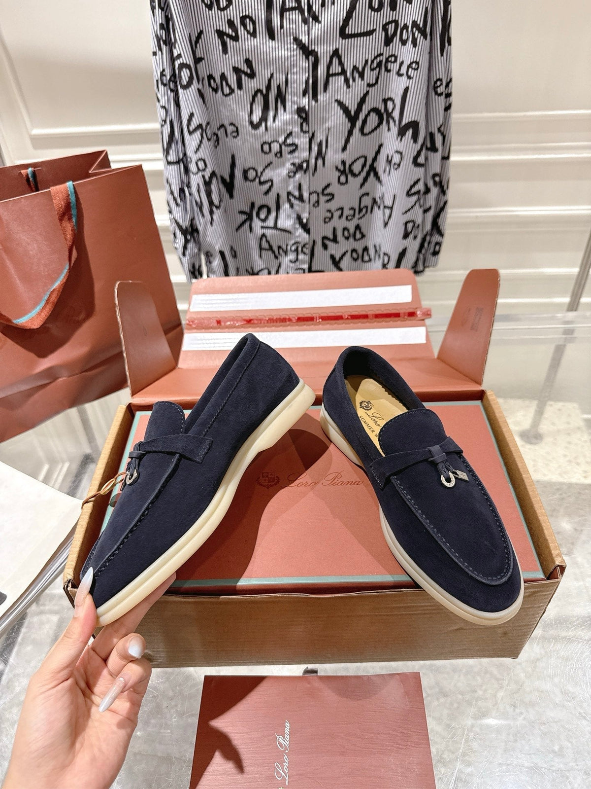 LP Summer Charms Walk Loafers Charcoal Blue Suede 565856