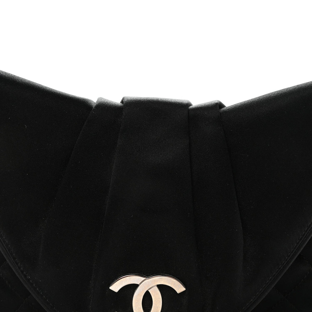Satin Quilted Half Moon Clutch Black