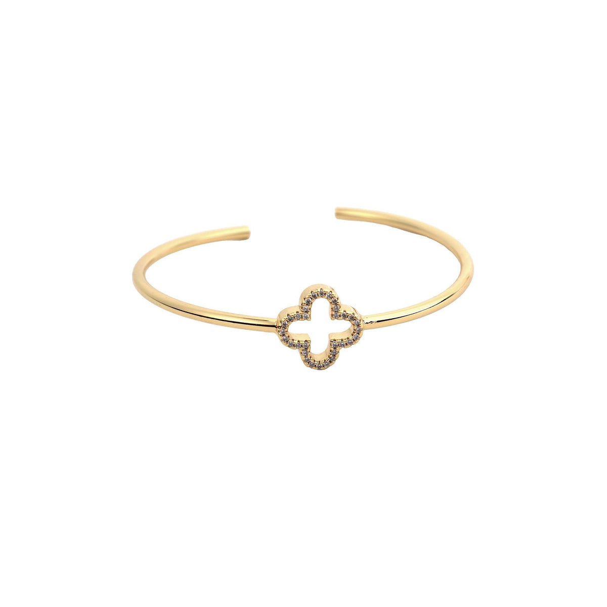 Diamond Clover Gold Bangle Bracelet