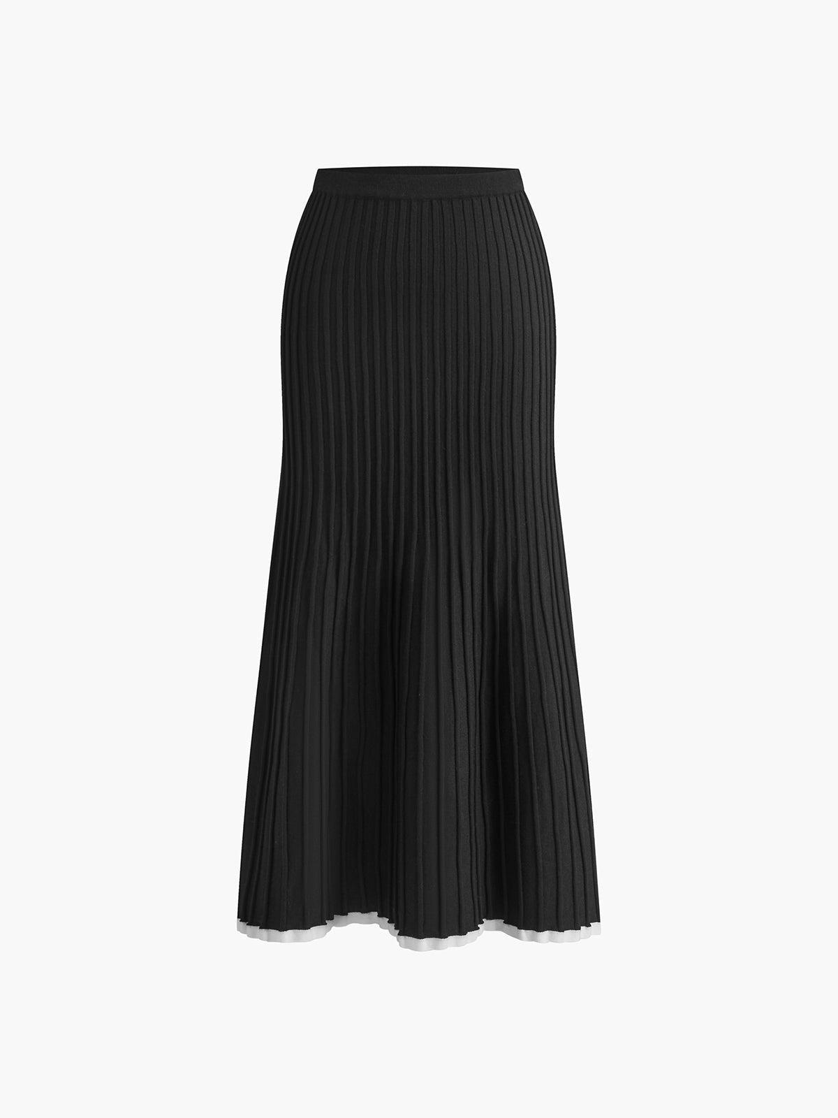 Ribbed Knit Crop Top And Pleated Midi Skirt Set