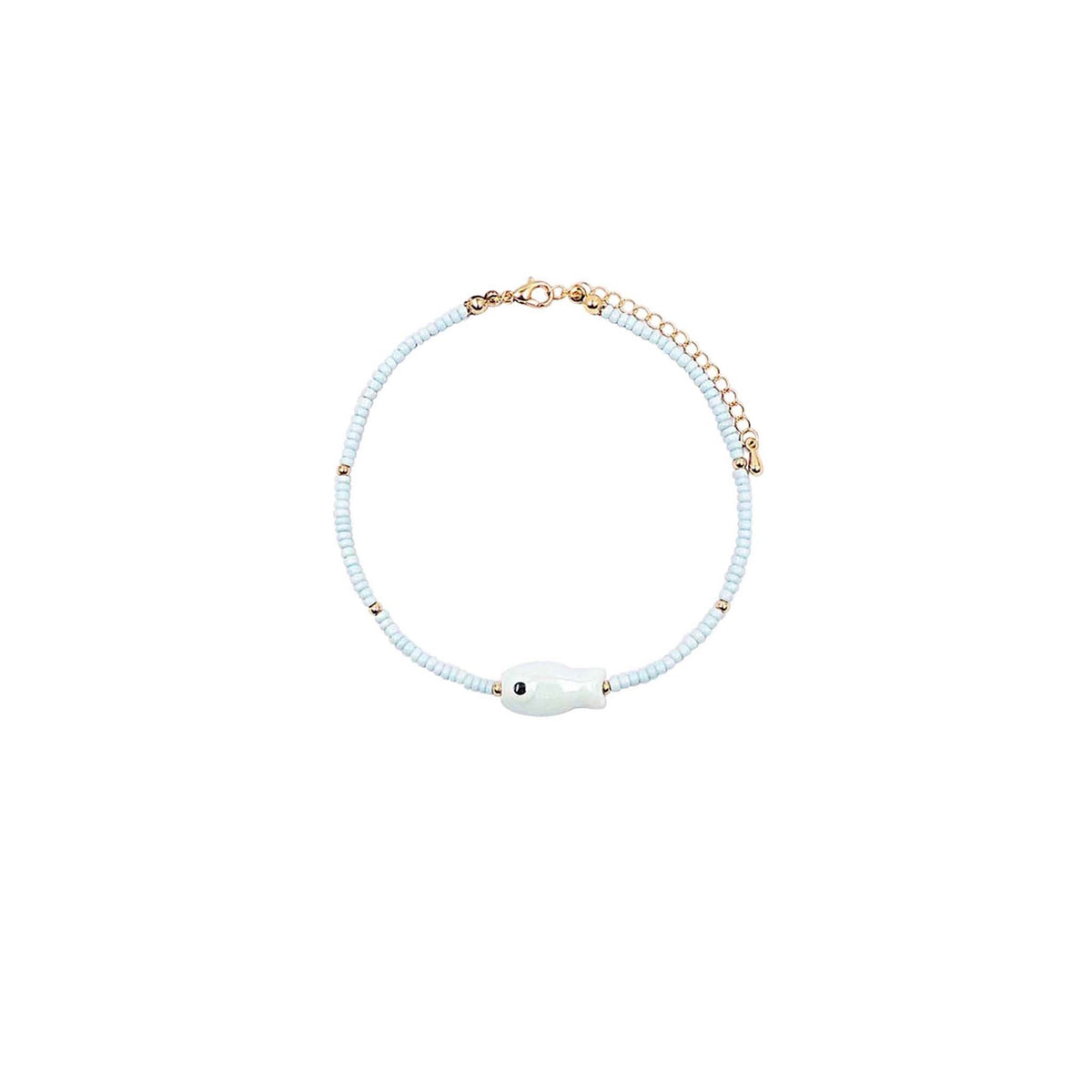 Blue Fish Beaded Anklet