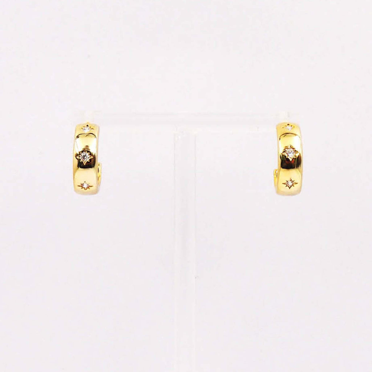 Diamond Star Gold Hoop Earrings