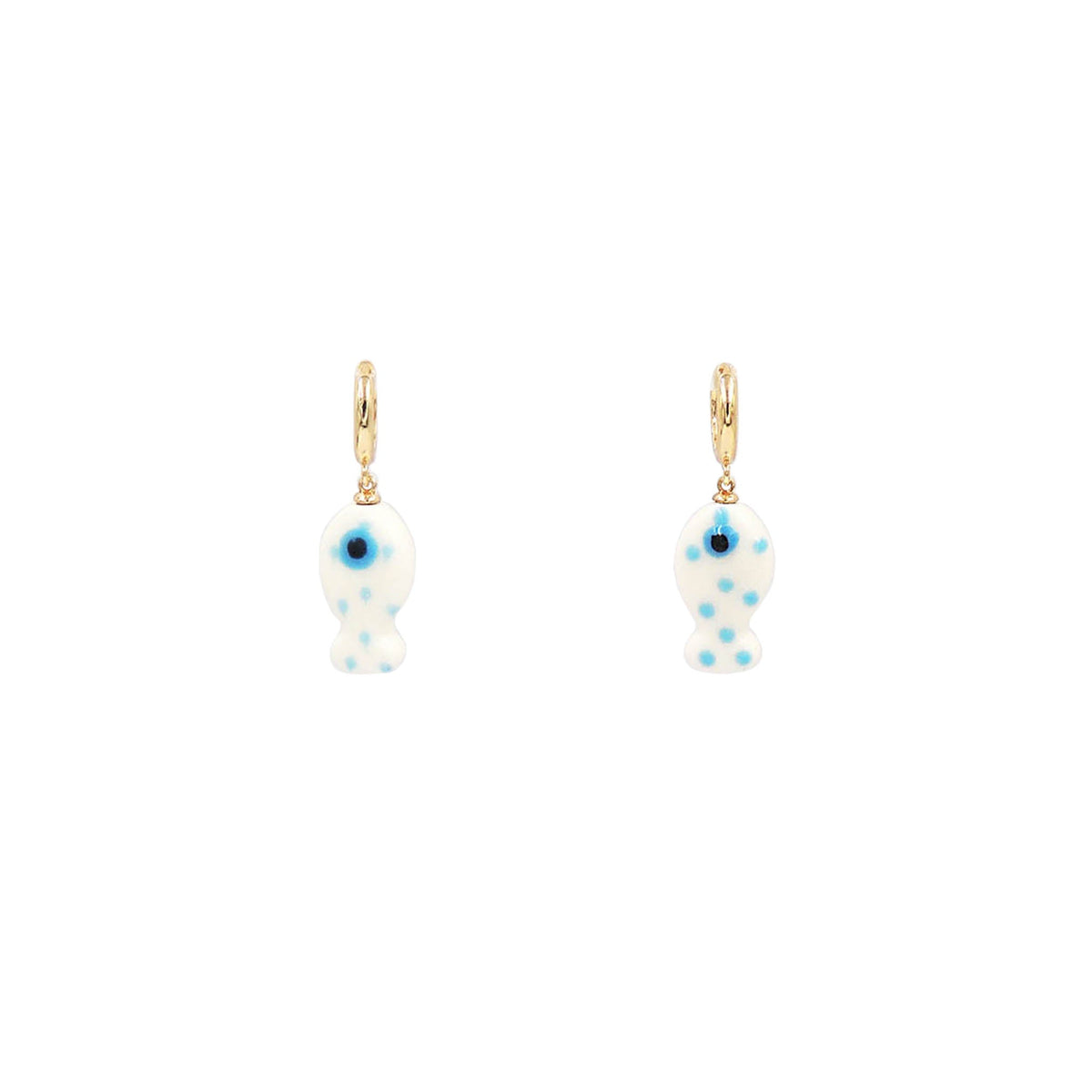 Blue Fish Huggie Earrings