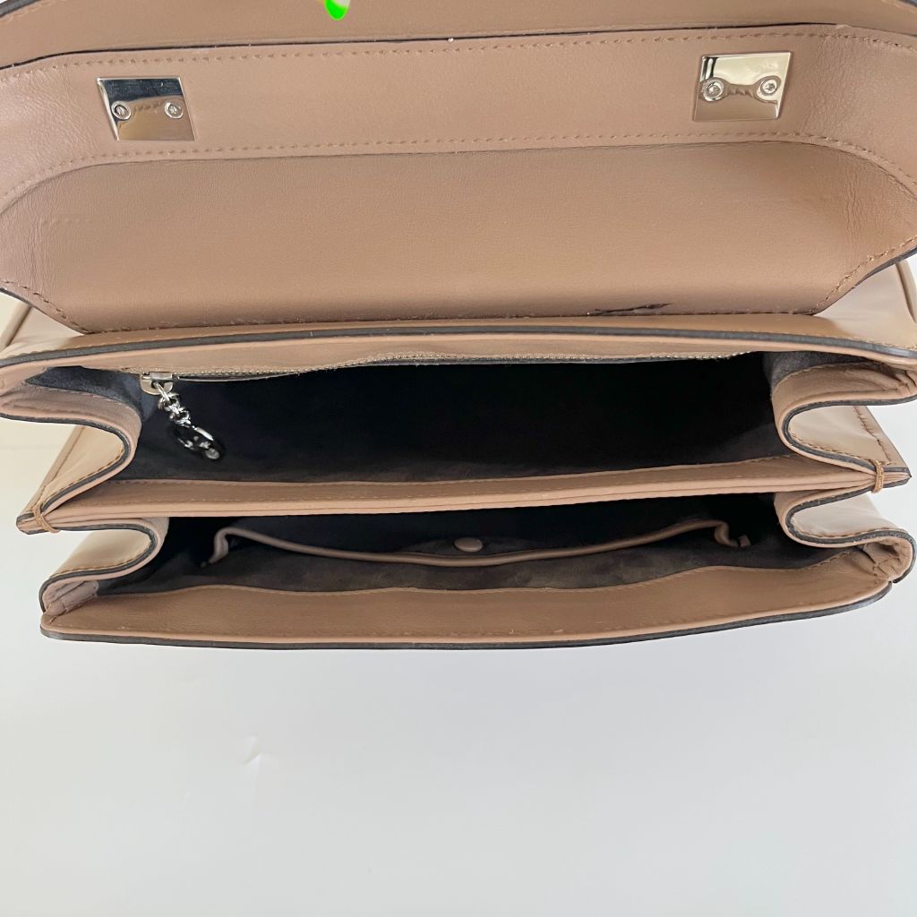 Gucci Beige Leather Lady Lock Bamboo Top Handle Bag