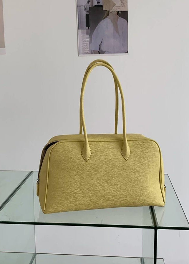 Structured Yellow Shoulder Bag With PU Leather