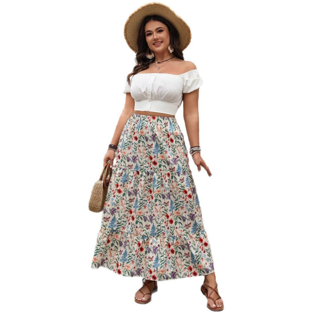 Floral Print Maxi Skirt Casual Summer Dress