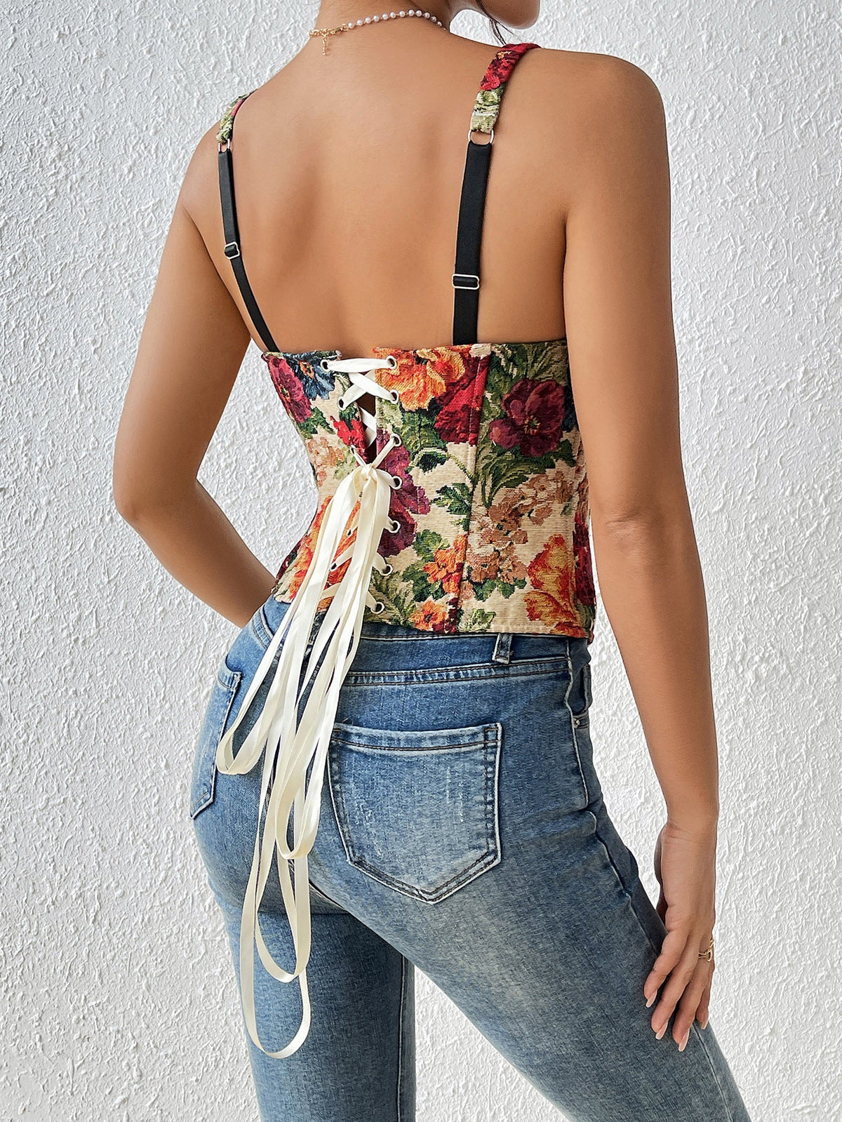 French Floral Cami Corset Top