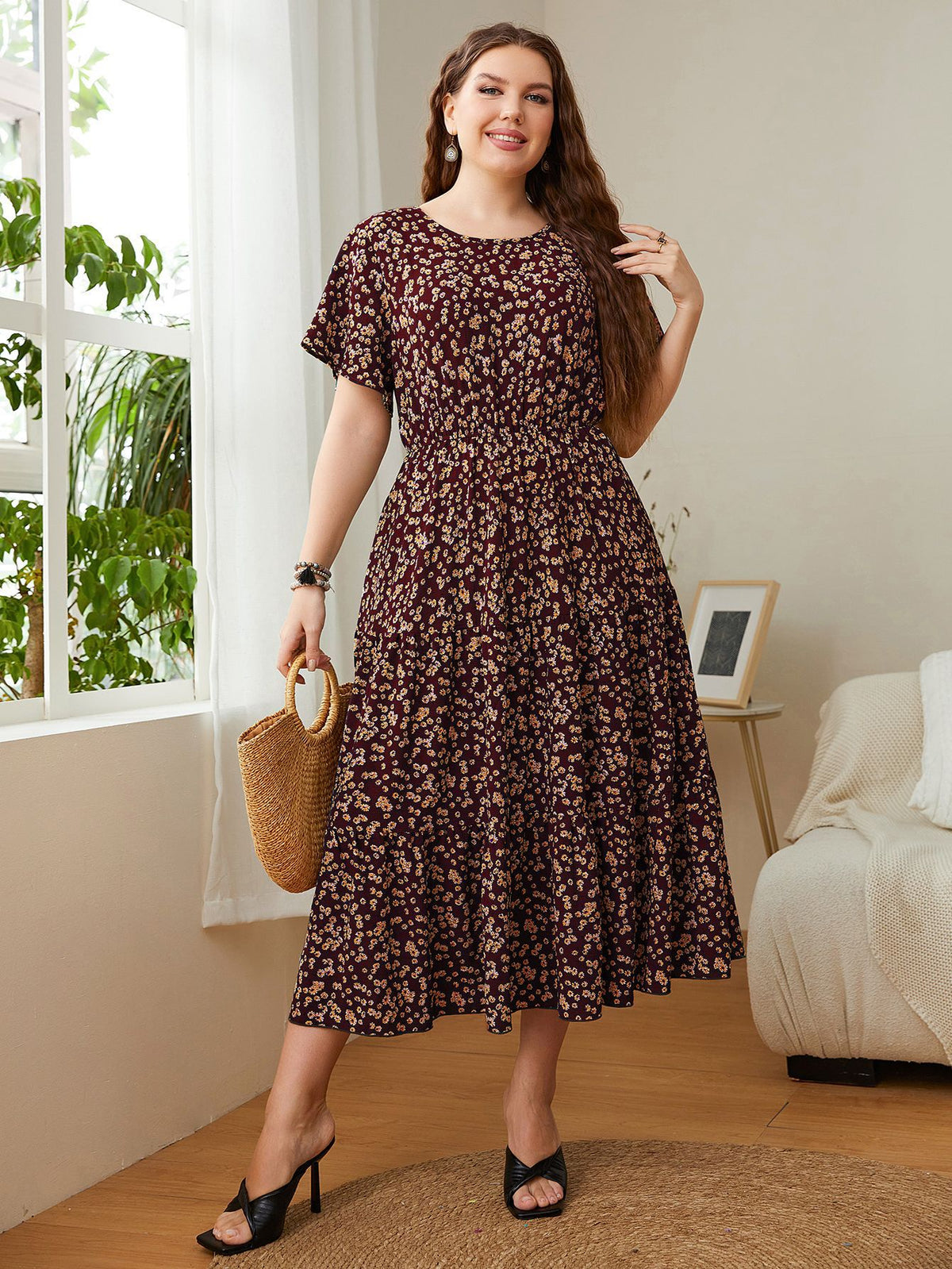 Floral Print Chiffon Maxi Dress Casual Chic