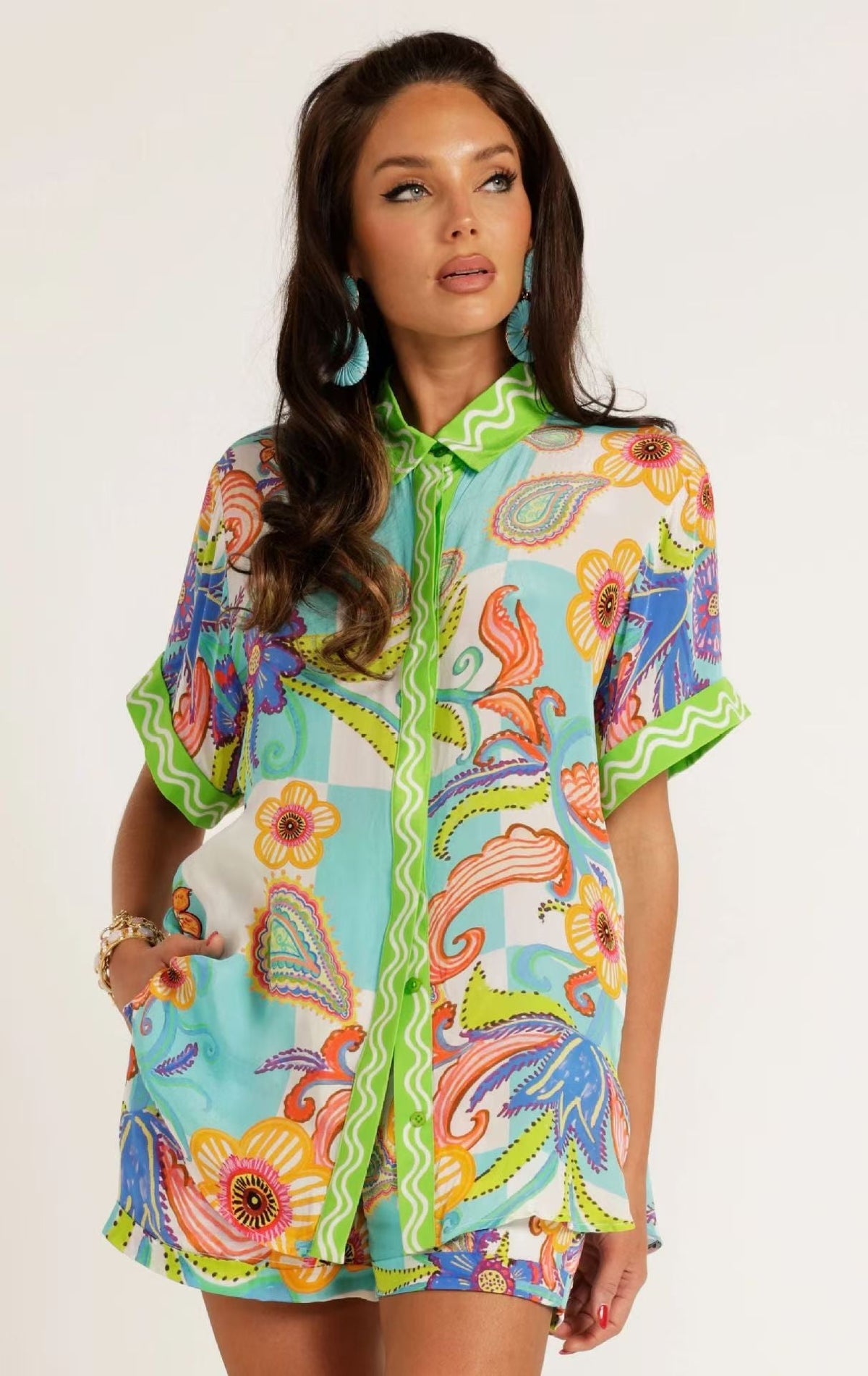 Linen Casual Stylish Shirt and Shorts Set