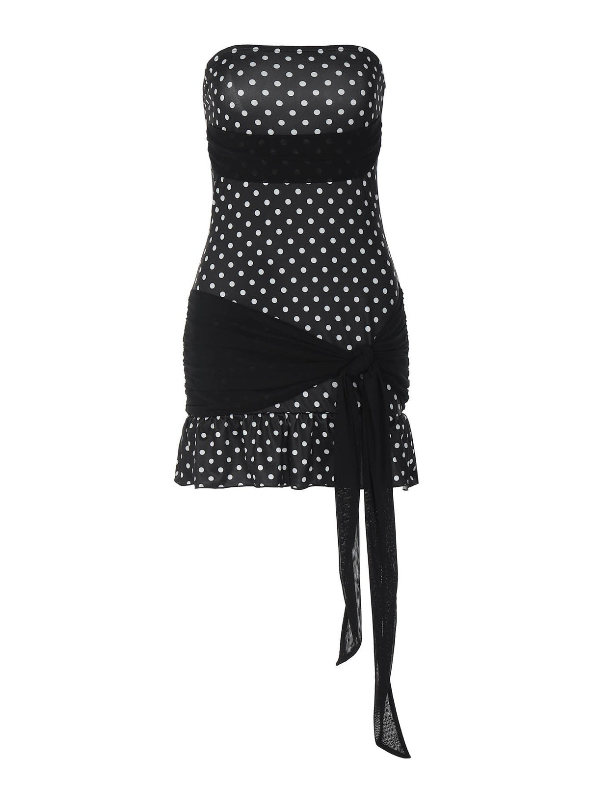 Sweet Polka Dot Mini Dress with Color Block Design
