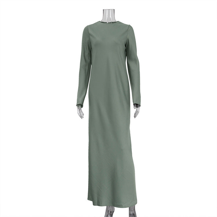 Elegant Long Sleeve Bodycon Satin Dress