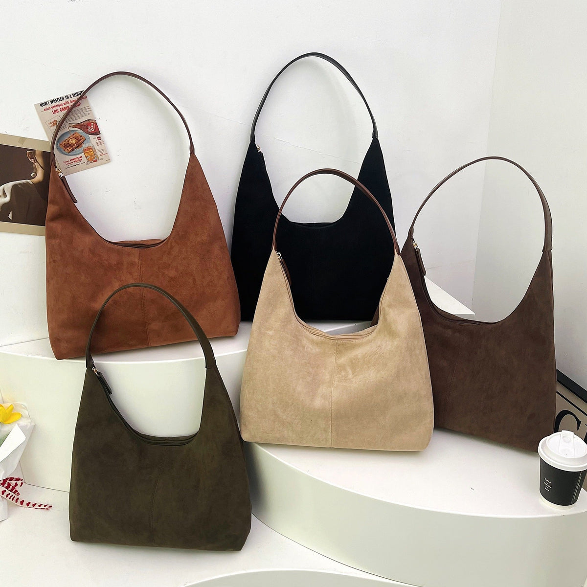 Vintage Suede Tote Commuter Underarm Bag