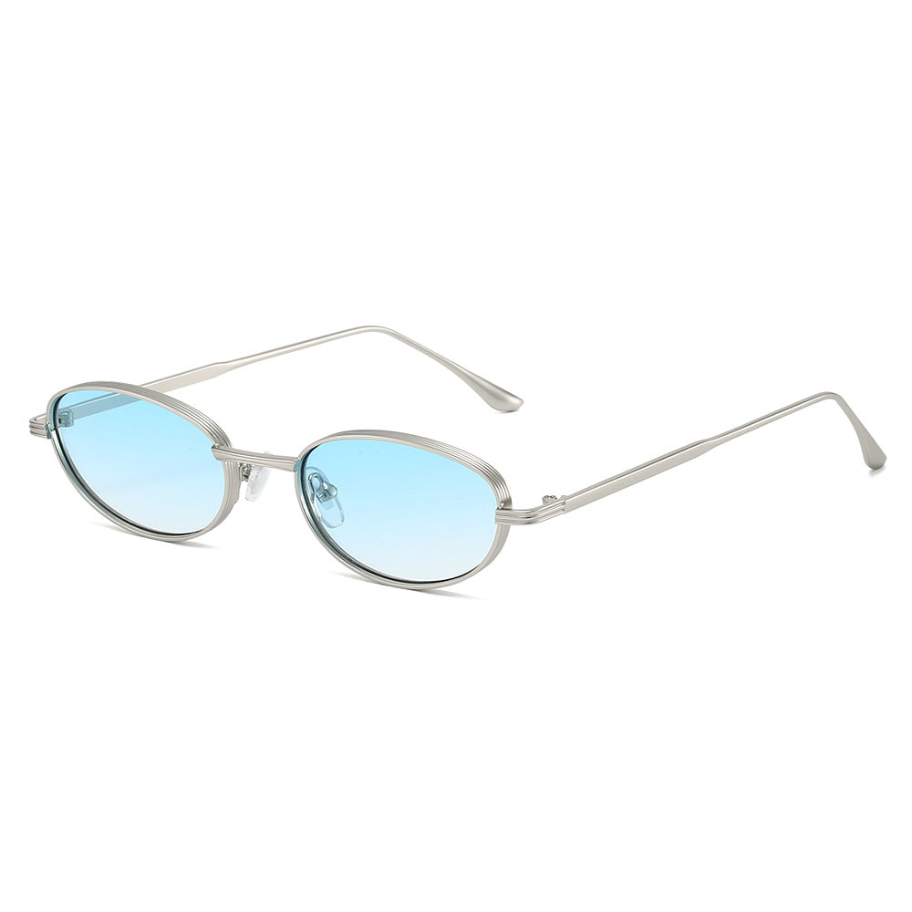 Oval Fashion Sunglasses with Metal Frame for Stylish Outfits
