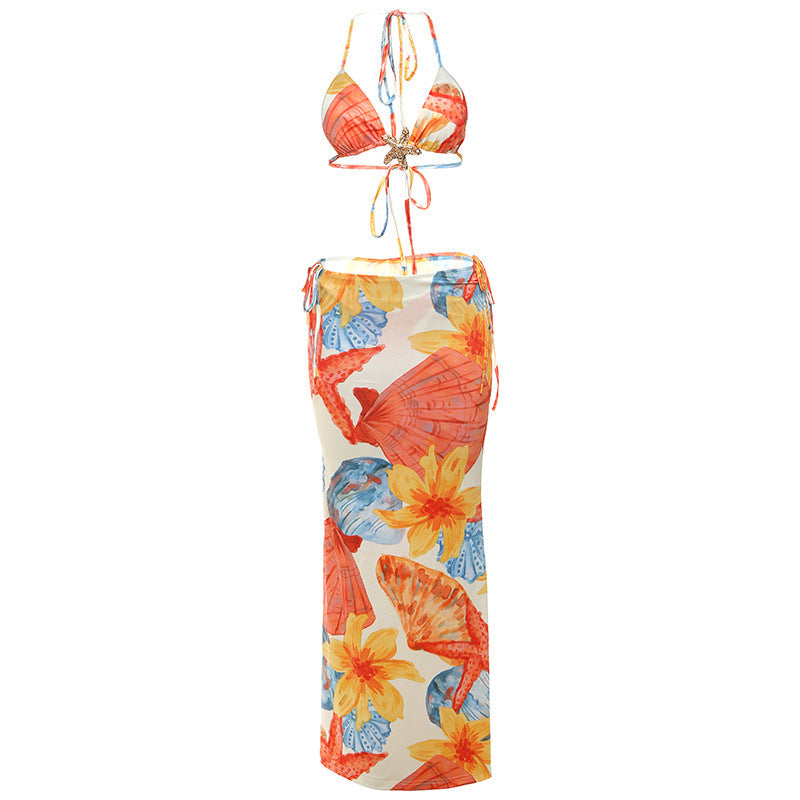 Trendy Floral Print Bikini Set With Tie Detail