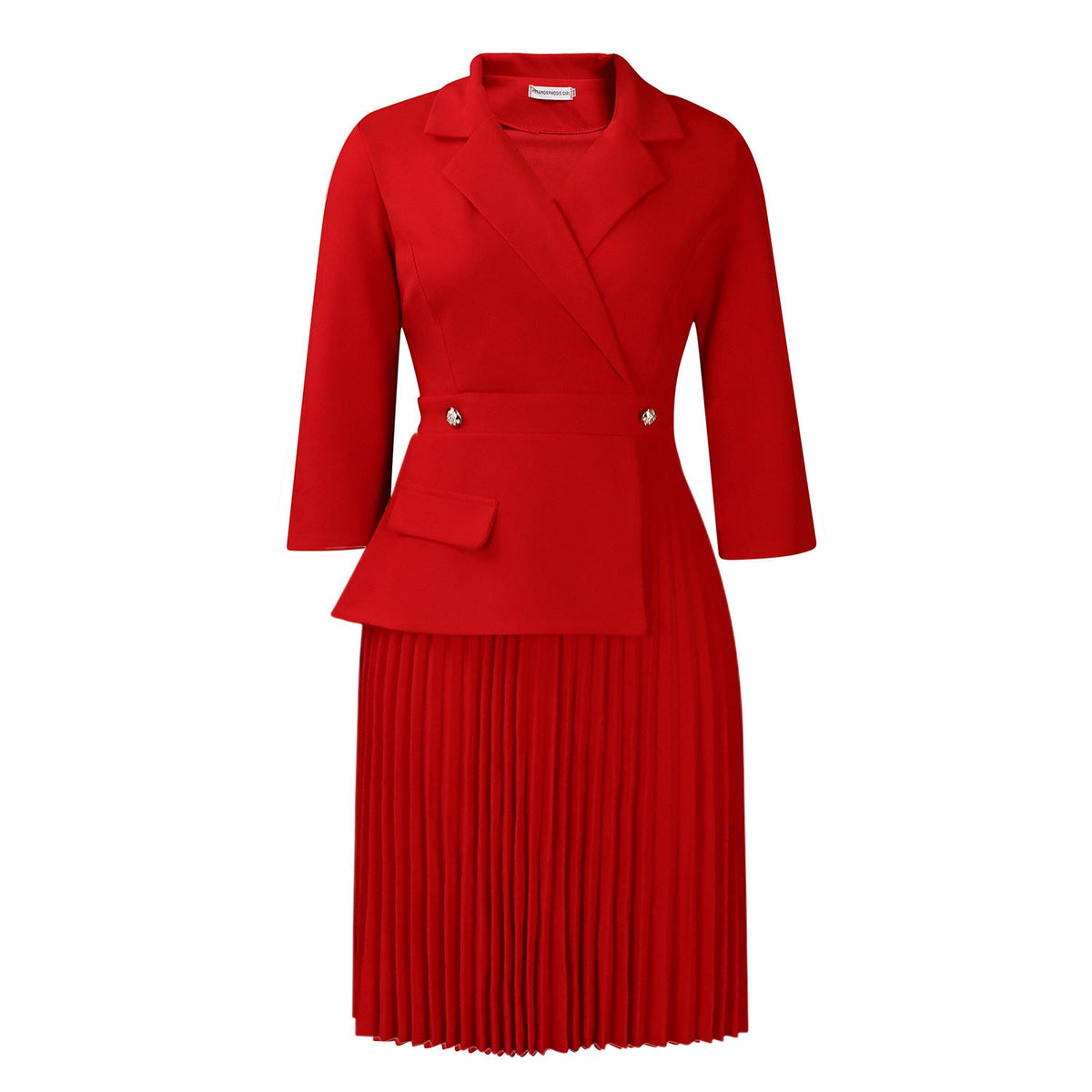 Elegant Solid Color Blazer Dress With Pleats