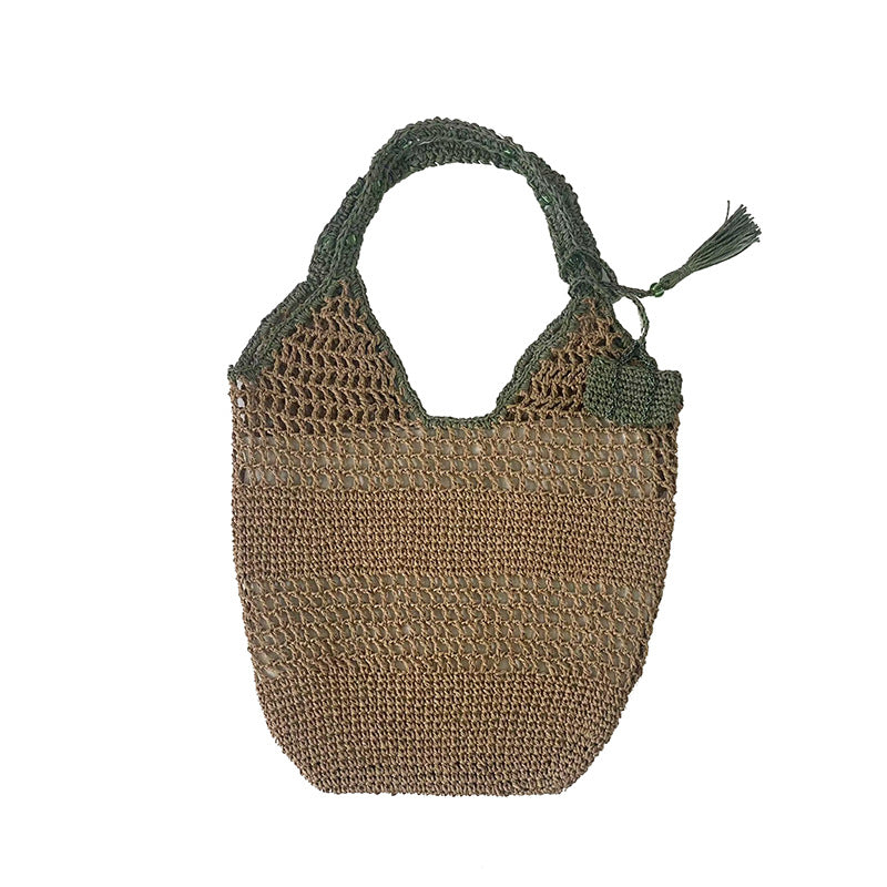 Trendy Woven Straw Shoulder Bag Casual Chic Handheld Purse