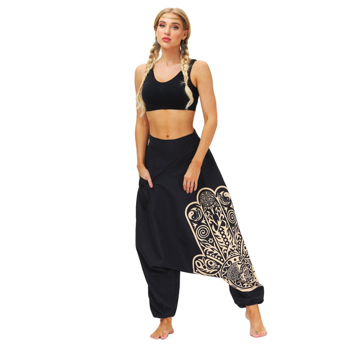 Printed Neutral Harem Pants Hip Hop Casual Pants