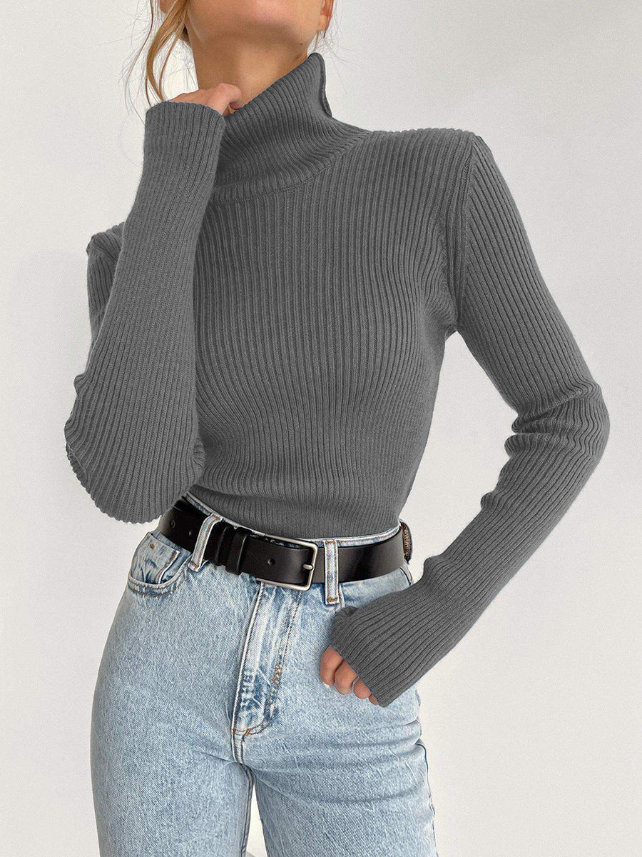 Long Turtleneck Knitted Sweater for Plus Size Women