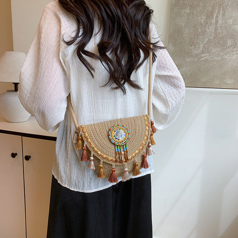 Casual Woven Shell Bag Trendy Beach Bag for Women