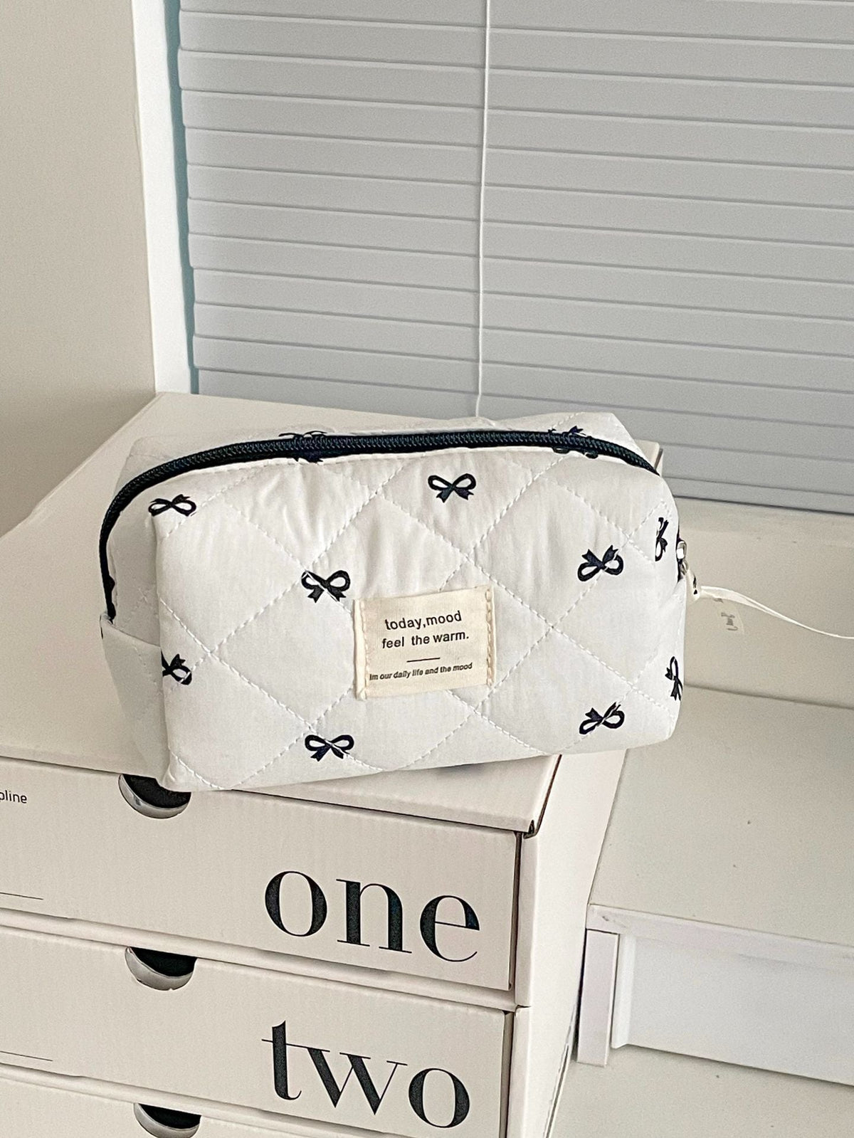 Black Sweet Bow Makeup Bag Trendy Portable Storage Pouch