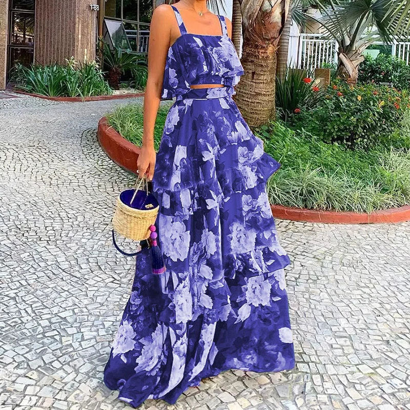 Floral Print Two-Piece Dress Set for Women