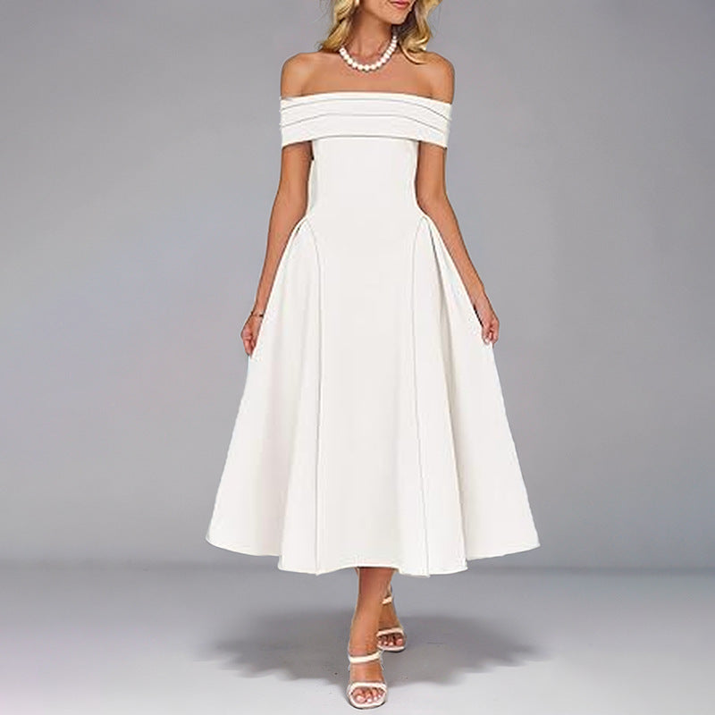 Off-Shoulder Elegant A-Line Dress Casual Polyester