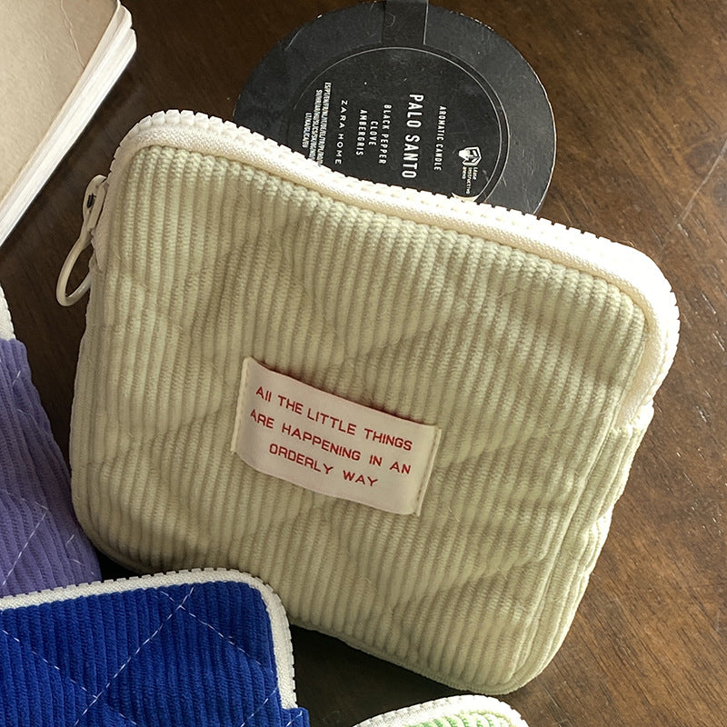 Mini Cute Makeup Bag - Trendy Corduroy Coin Purse