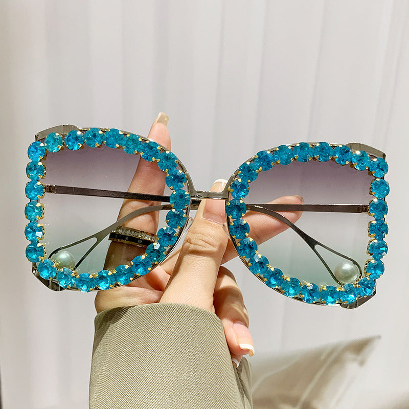 Trendy Oversized Luxury Rhinestone Sunglasses for Women