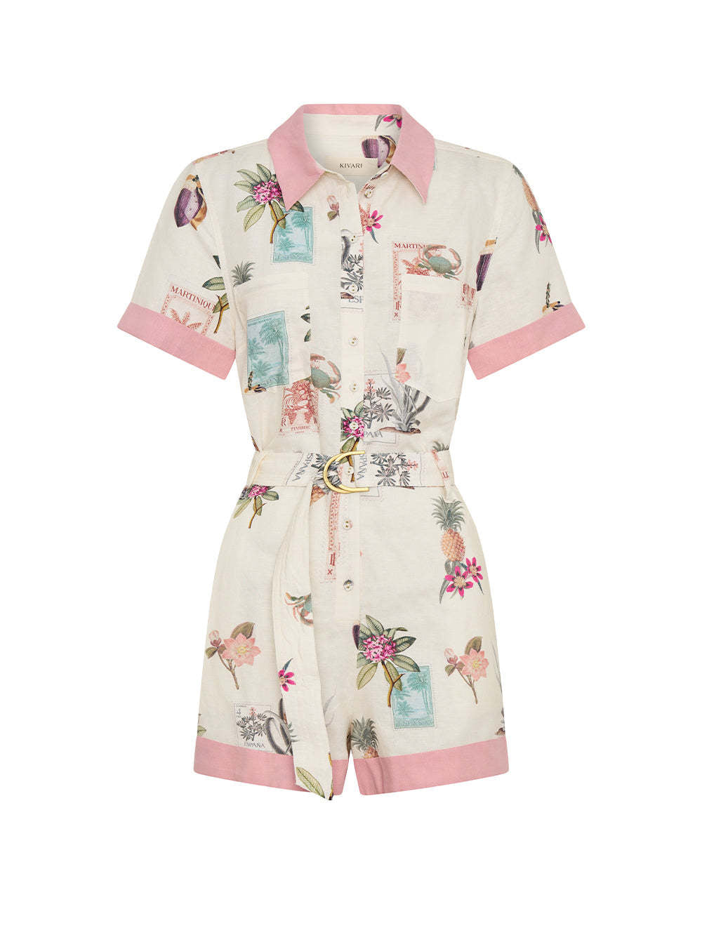 Elegant Tie-Front Linen Jumpsuit with Pockets