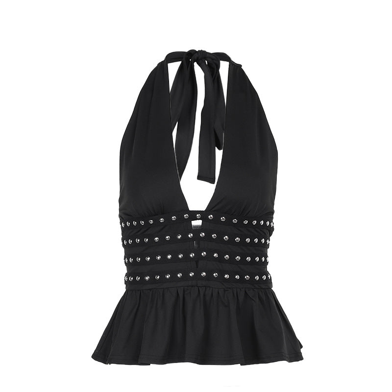 Deep V Neck Self-Tie Tank Top Stylish Casual Women's Top