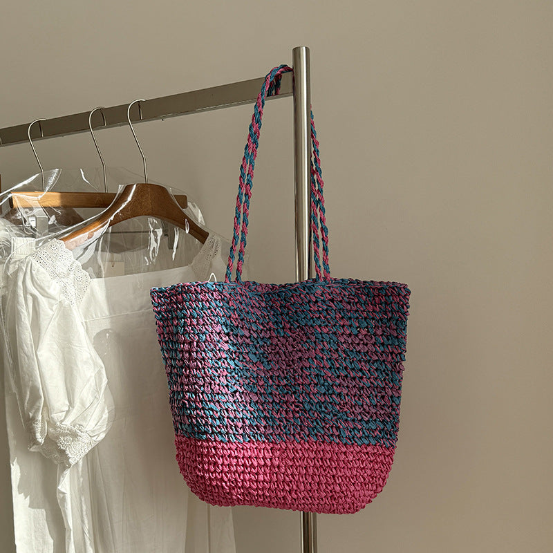 Casual Beach-Style Shoulder Bag Handmade Woven Tote