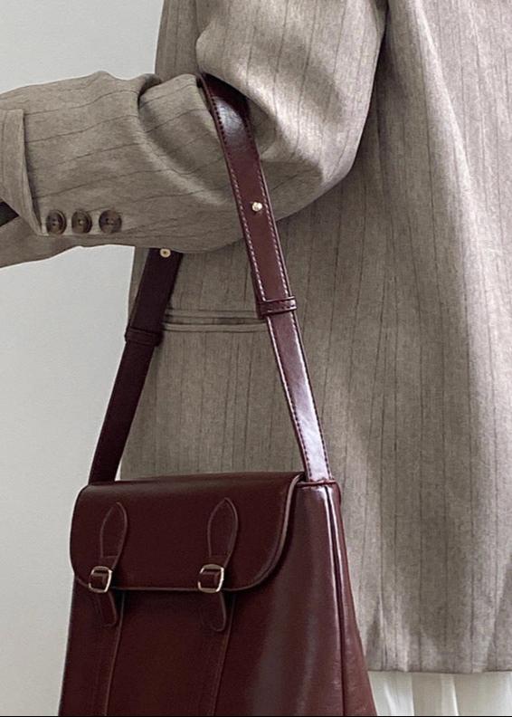 Shoulder Messenger Bag Burgundy Leather Vintage