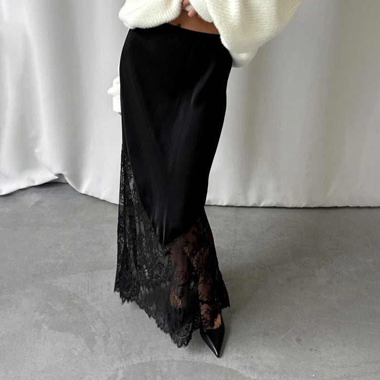 Elegant Lace Panel Sheath Skirt for Women