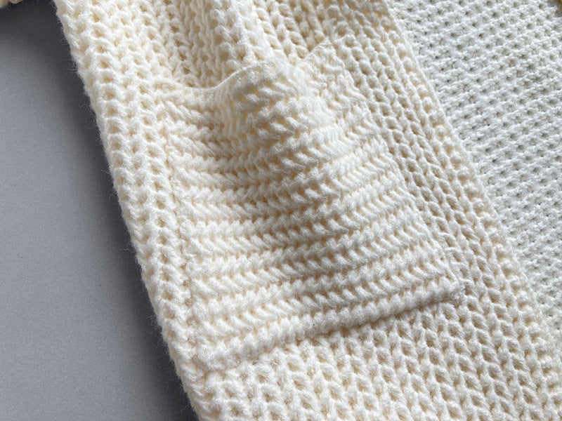 Solid Color Hollow Out Open Front Knit Cardigan