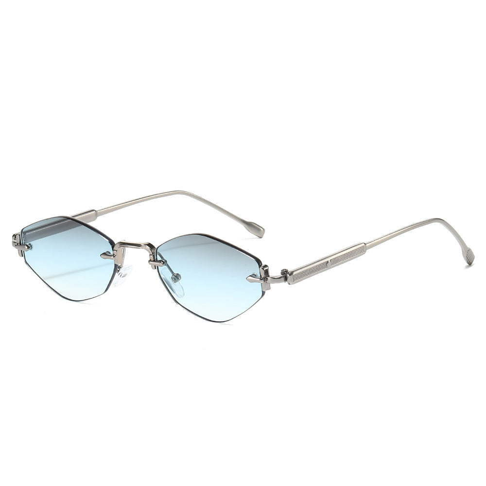 Metallic Frameless Polygon Sunglasses Stylish Unisex Sunglasses