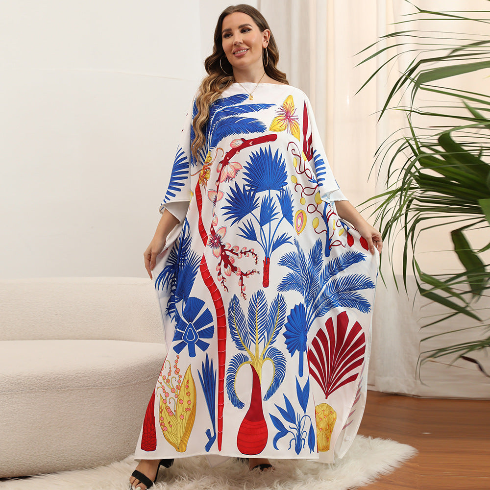 Beach Blouse Oversized Loose Fit Bat Sleeve Resort Dress