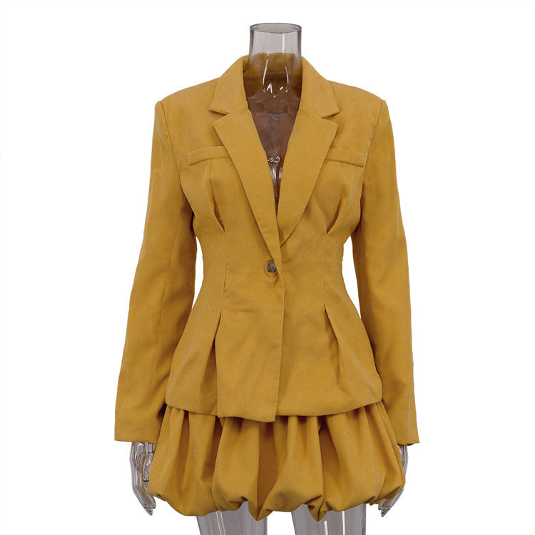 Elegant Peplum Blazer & Skirt Set Stylish Business Attire